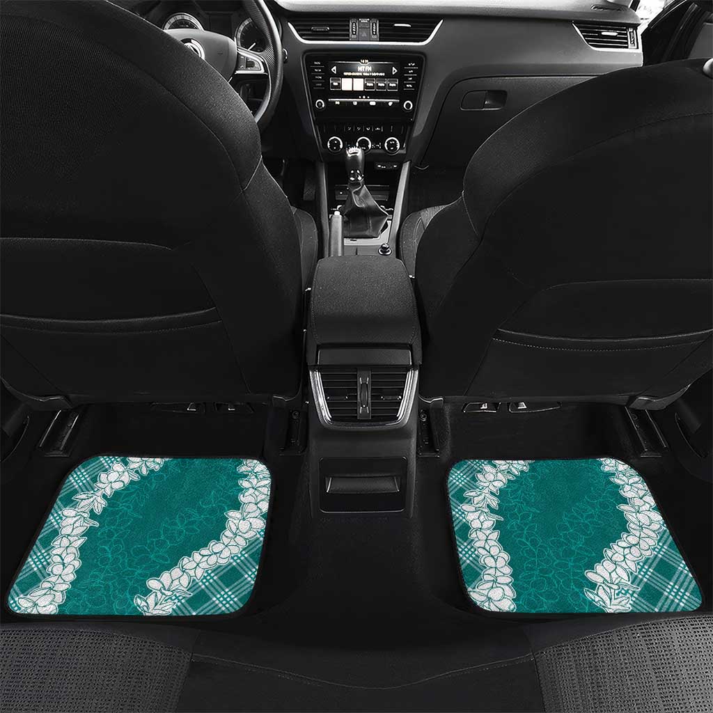 Hawaii Aloha Plumeria Lei Teal Palaka Car Mats - Polynesian Pride