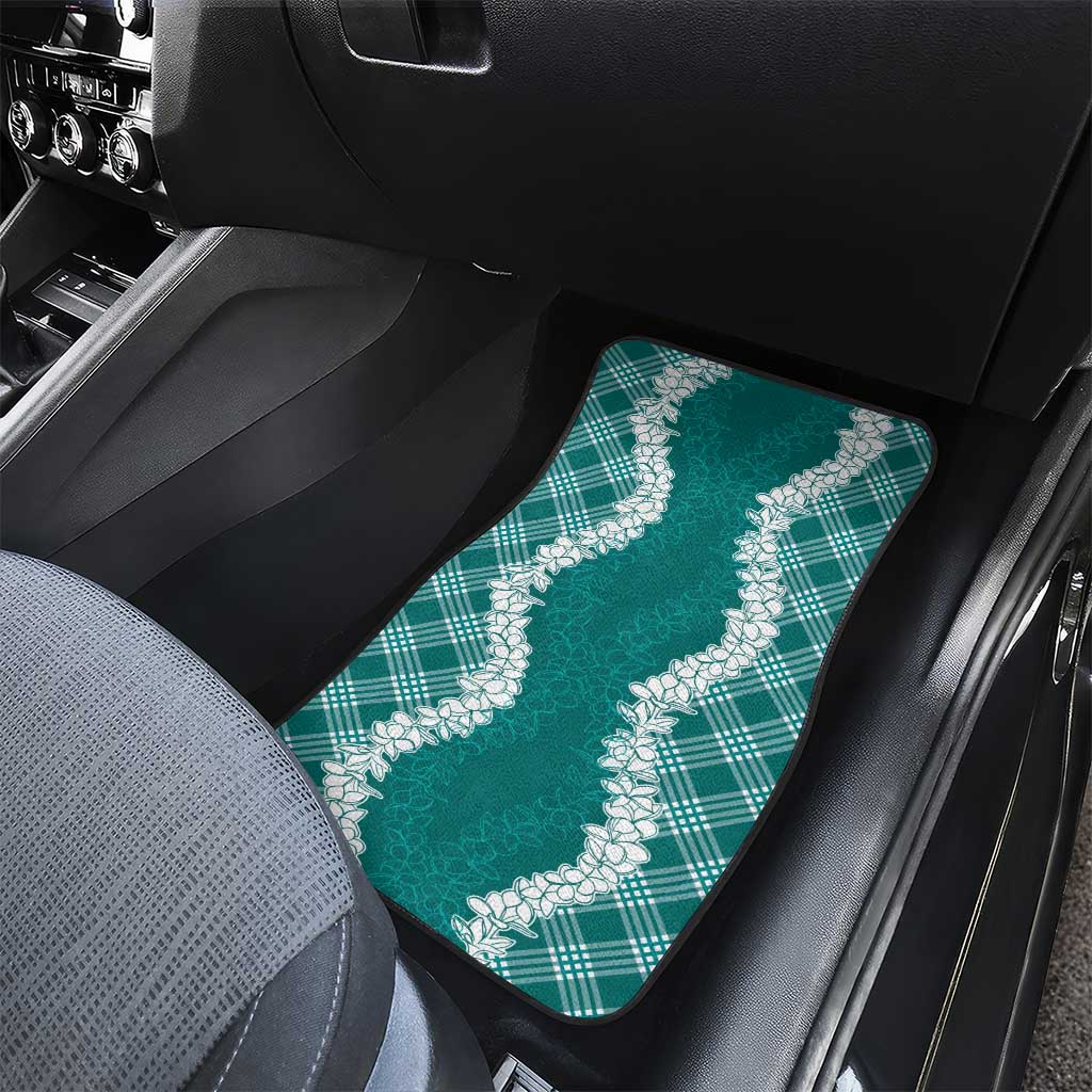 Hawaii Aloha Plumeria Lei Teal Palaka Car Mats - Polynesian Pride