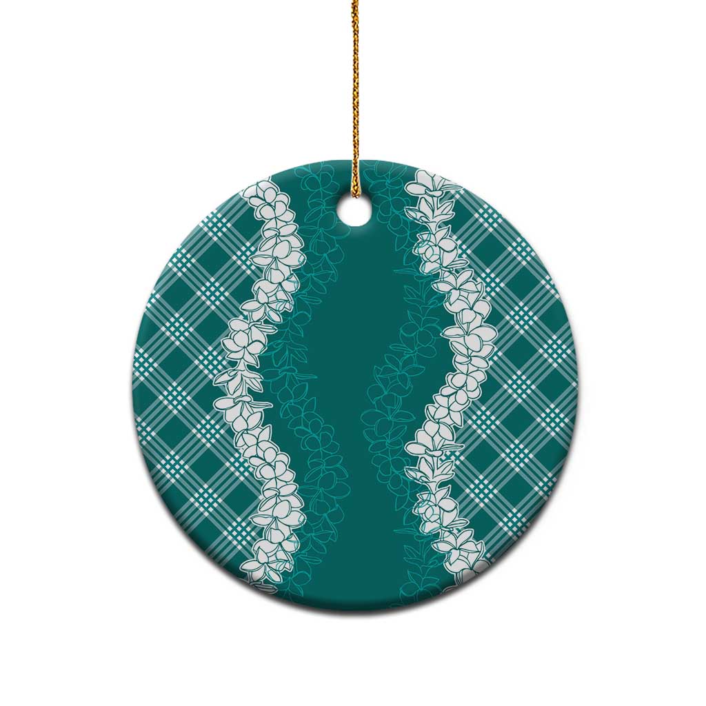 Hawaii Aloha Plumeria Lei Teal Palaka Ceramic Ornament - Polynesian Pride