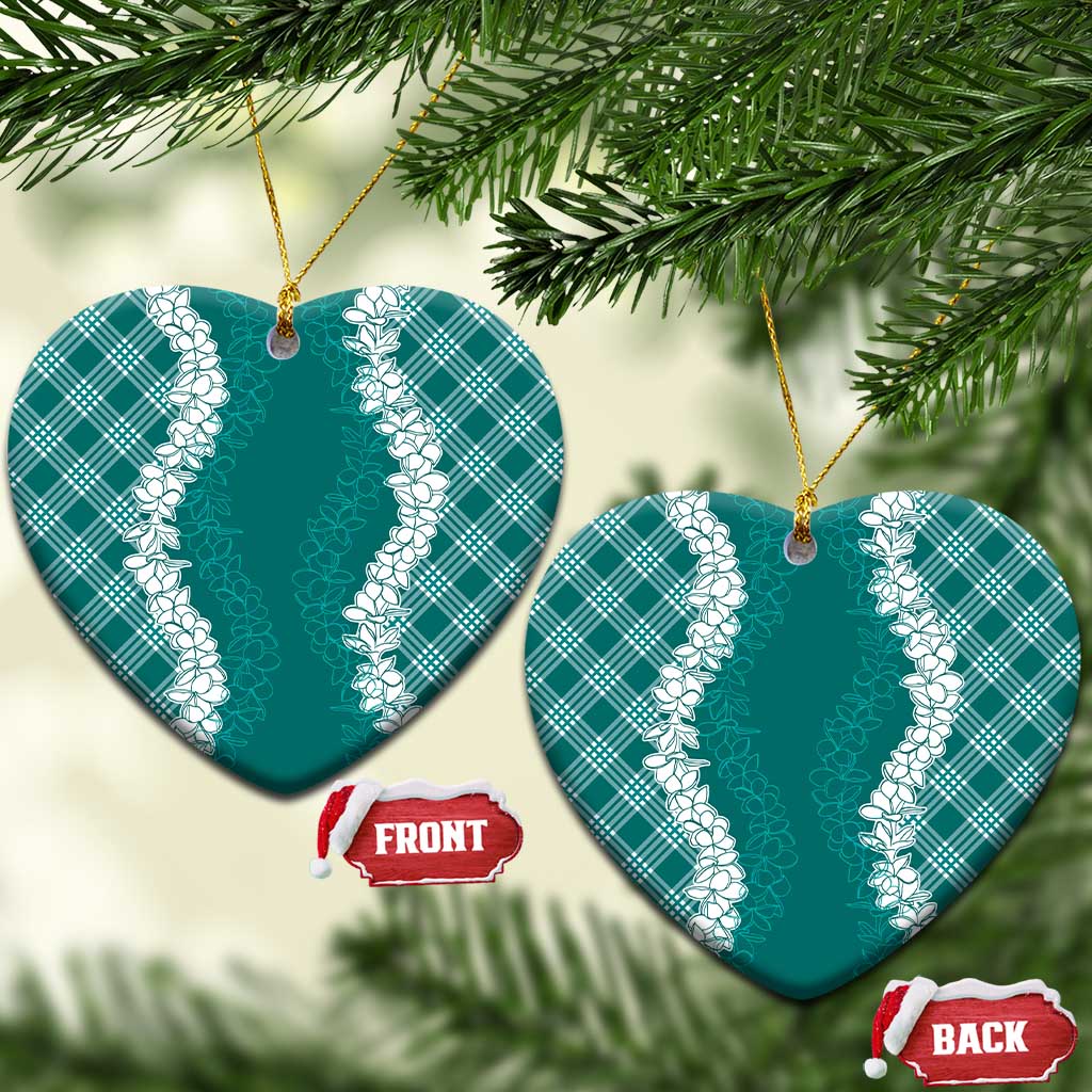 Hawaii Aloha Plumeria Lei Teal Palaka Ceramic Ornament - Polynesian Pride