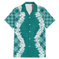 Hawaii Aloha Plumeria Lei Teal Palaka Family Matching Mermaid Dress and Hawaiian Shirt - Polynesian Pride