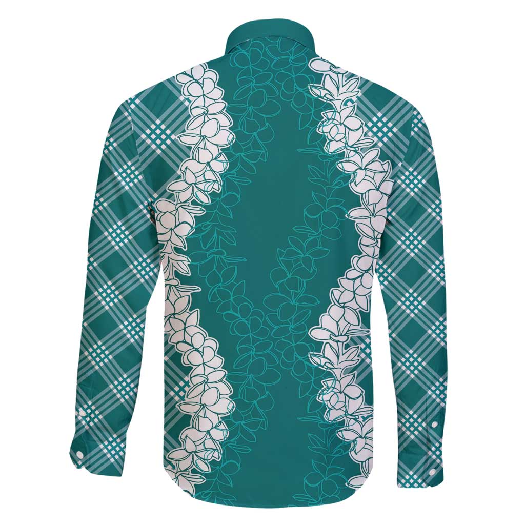 Hawaii Aloha Plumeria Lei Teal Palaka Family Matching Puletasi and Hawaiian Shirt - Polynesian Pride