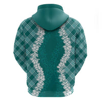 Hawaii Aloha Plumeria Lei Teal Palaka Hoodie - Polynesian Pride