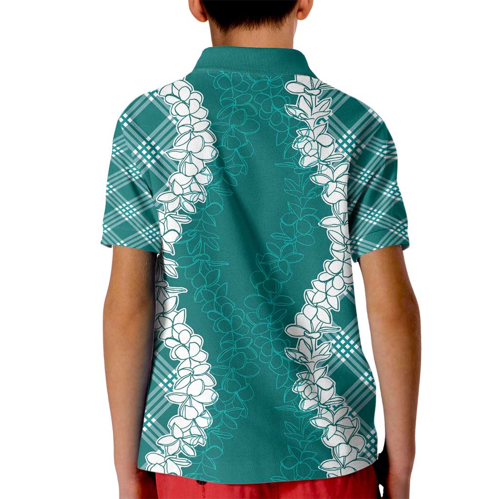 Hawaii Aloha Plumeria Lei Teal Palaka Kid Polo Shirt - Polynesian Pride