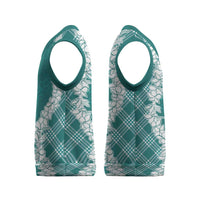 Hawaii Aloha Plumeria Lei Teal Palaka Christmas Knitted V-Neck Vest LT7 - Polynesian Pride