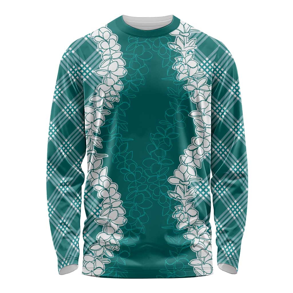 Hawaii Aloha Plumeria Lei Teal Palaka Long Sleeve Shirt LT7 Unisex Teal - Polynesian Pride