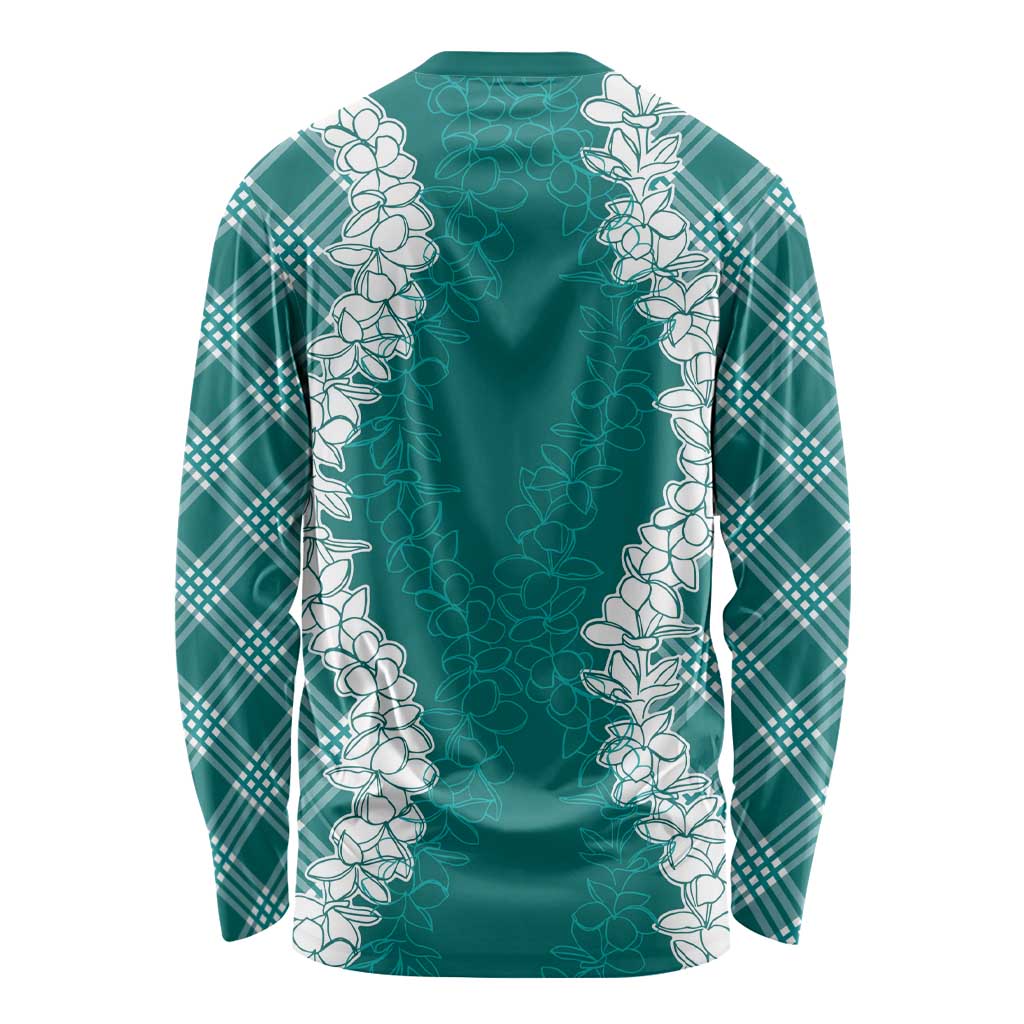 Hawaii Aloha Plumeria Lei Teal Palaka Long Sleeve Shirt LT7 - Polynesian Pride