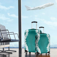 Hawaii Aloha Plumeria Lei Teal Palaka Luggage Cover - Polynesian Pride