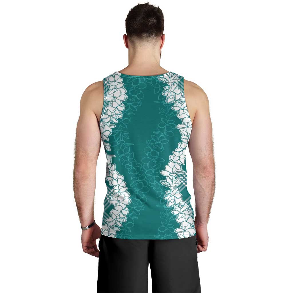 Hawaii Aloha Plumeria Lei Teal Palaka Men Tank Top - Polynesian Pride