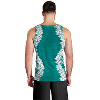 Hawaii Aloha Plumeria Lei Teal Palaka Men Tank Top - Polynesian Pride