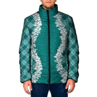 Hawaii Aloha Plumeria Lei Teal Palaka Padded Jacket LT7 Men Teal - Polynesian Pride