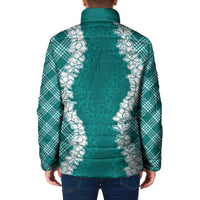 Hawaii Aloha Plumeria Lei Teal Palaka Padded Jacket LT7 - Polynesian Pride