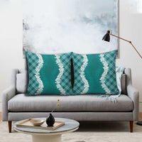 Hawaii Aloha Plumeria Lei Teal Palaka Pillow Cover - Polynesian Pride
