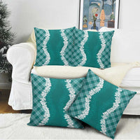 Hawaii Aloha Plumeria Lei Teal Palaka Pillow Cover - Polynesian Pride