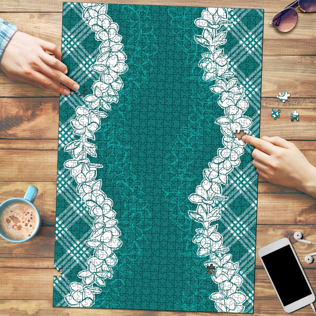 Hawaii Aloha Plumeria Lei Teal Palaka Puzzle LT7 Teal - Polynesian Pride