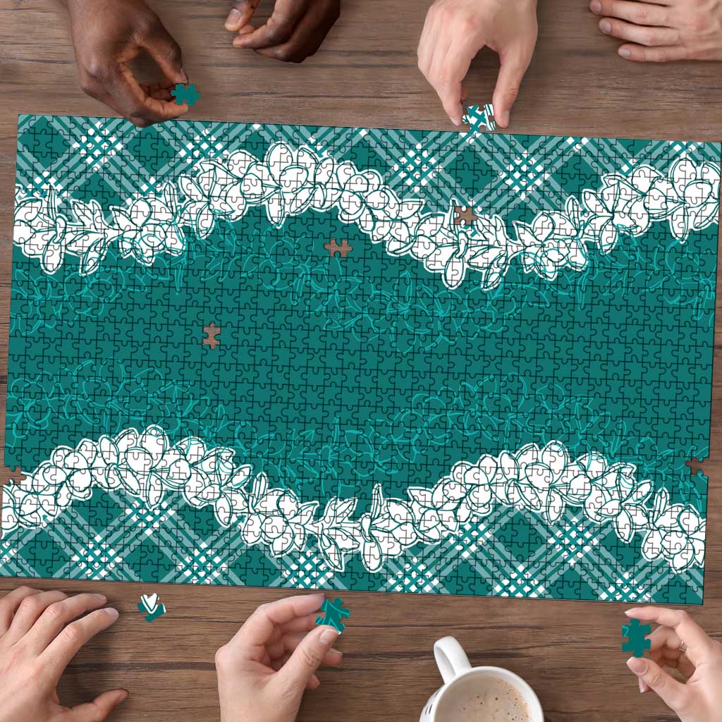 Hawaii Aloha Plumeria Lei Teal Palaka Puzzle LT7 - Polynesian Pride
