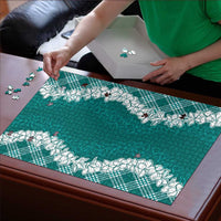 Hawaii Aloha Plumeria Lei Teal Palaka Puzzle LT7 - Polynesian Pride