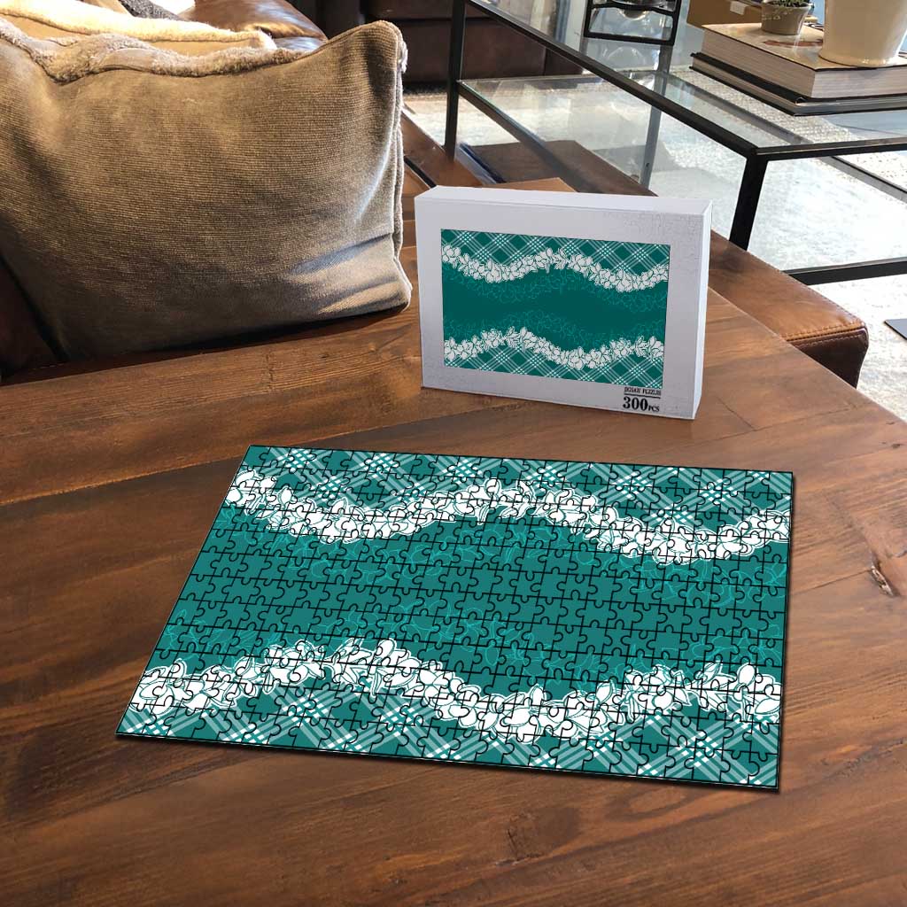 Hawaii Aloha Plumeria Lei Teal Palaka Puzzle LT7 - Polynesian Pride