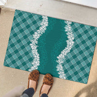 Hawaii Aloha Plumeria Lei Teal Palaka Rubber Doormat LT7 - Polynesian Pride