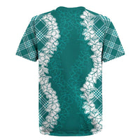 Hawaii Aloha Plumeria Lei Teal Palaka Rugby Jersey - Polynesian Pride
