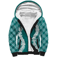 Hawaii Aloha Plumeria Lei Teal Palaka Sherpa Hoodie LT7 Unisex Teal - Polynesian Pride