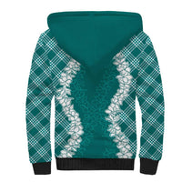 Hawaii Aloha Plumeria Lei Teal Palaka Sherpa Hoodie LT7 - Polynesian Pride