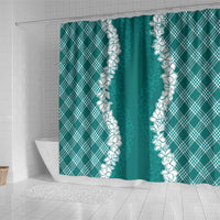 Hawaii Aloha Plumeria Lei Teal Palaka Shower Curtain - Polynesian Pride