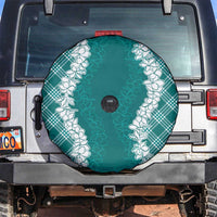 Hawaii Aloha Plumeria Lei Teal Palaka Spare Tire Cover - Polynesian Pride