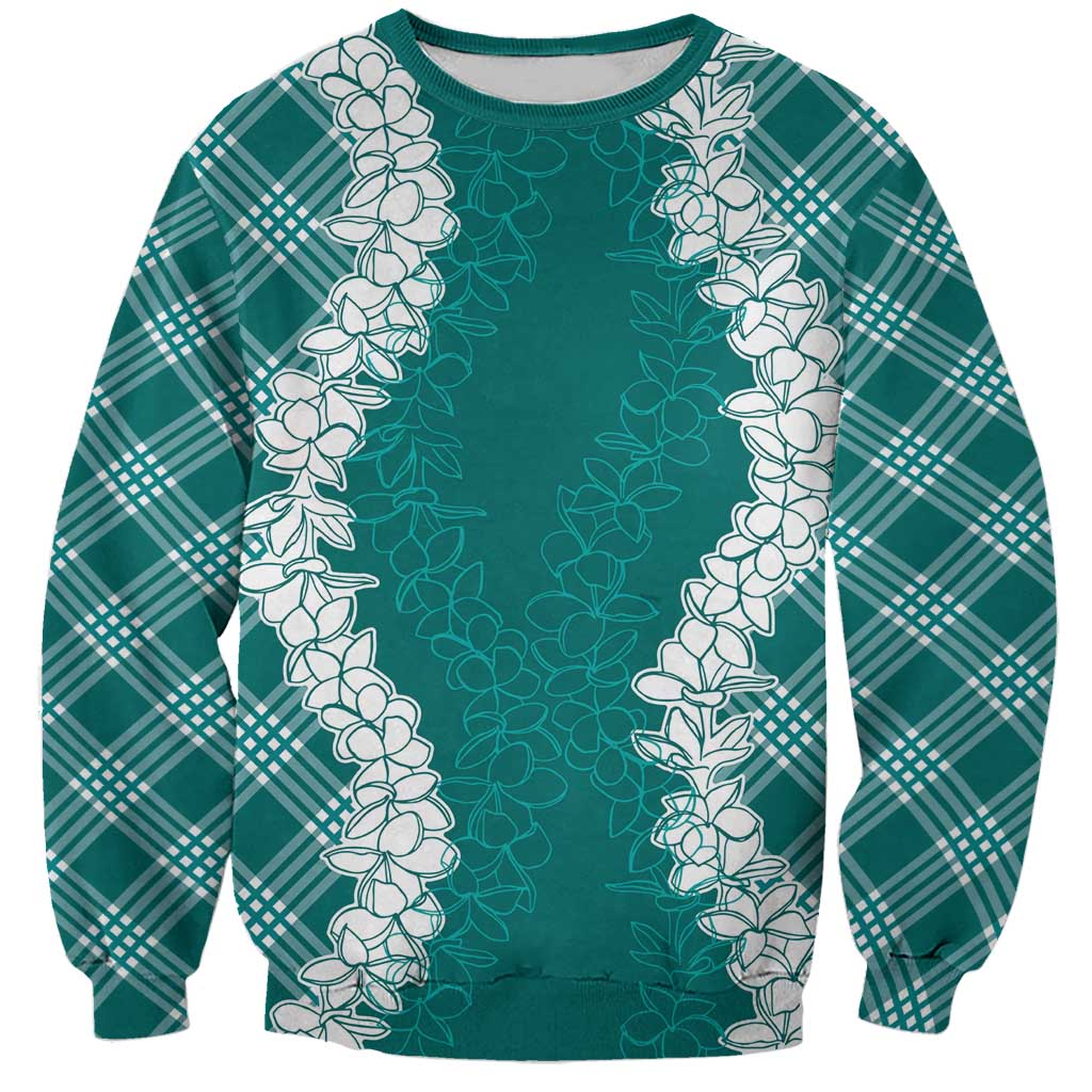 Hawaii Aloha Plumeria Lei Teal Palaka Sweatshirt LT7 Unisex Teal - Polynesian Pride