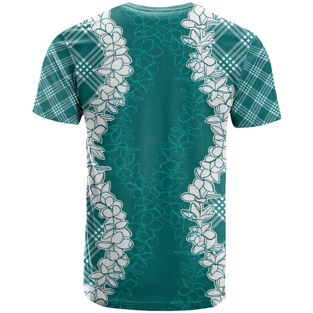 Hawaii Aloha Plumeria Lei Teal Palaka T Shirt - Polynesian Pride
