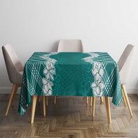 Hawaii Aloha Plumeria Lei Teal Palaka Tablecloth - Polynesian Pride