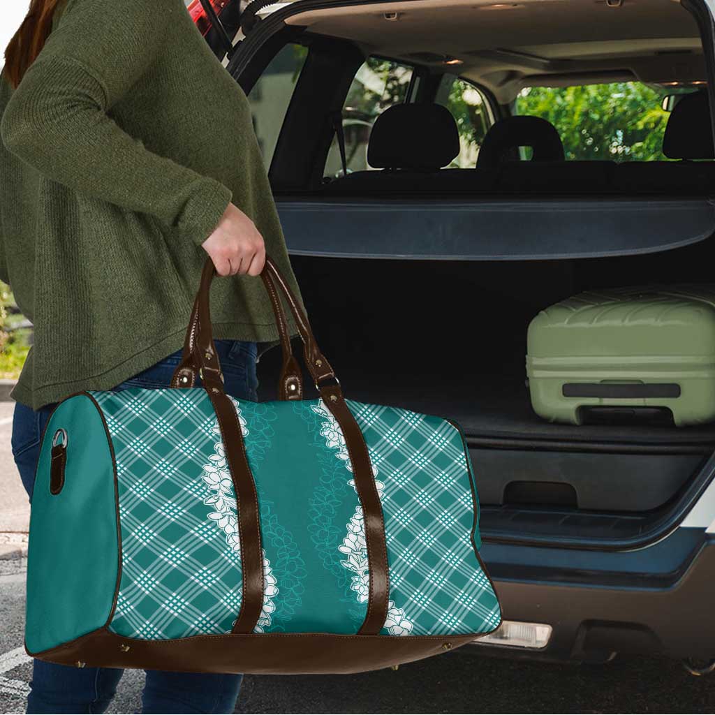 Hawaii Aloha Plumeria Lei Teal Palaka Travel Bag - Polynesian Pride