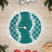 Hawaii Aloha Plumeria Lei Teal Palaka Tree Skirt LT7 Fringed Teal - Polynesian Pride