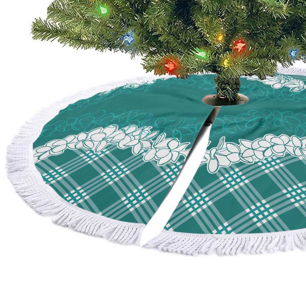 Hawaii Aloha Plumeria Lei Teal Palaka Tree Skirt LT7 - Polynesian Pride