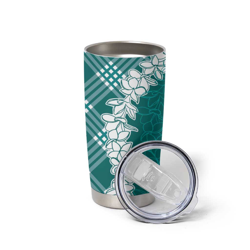 Hawaii Aloha Plumeria Lei Teal Palaka Tumbler Cup - Polynesian Pride