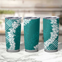Hawaii Aloha Plumeria Lei Teal Palaka Tumbler Cup - Polynesian Pride