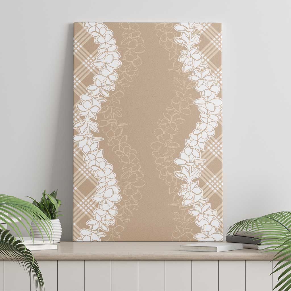 Hawaii Aloha Plumeria Lei Beige Palaka Canvas Wall Art - Polynesian Pride