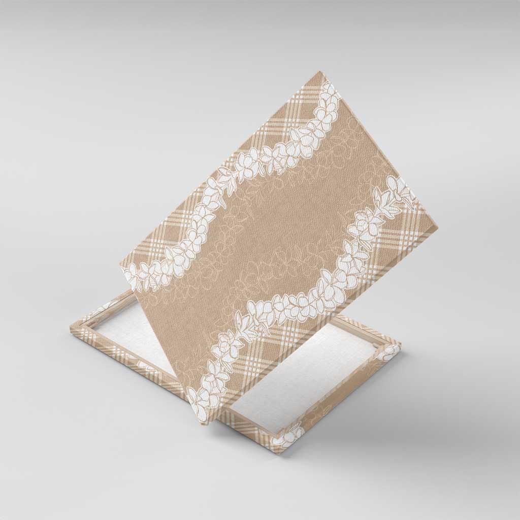 Hawaii Aloha Plumeria Lei Beige Palaka Canvas Wall Art - Polynesian Pride