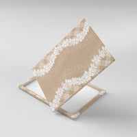 Hawaii Aloha Plumeria Lei Beige Palaka Canvas Wall Art - Polynesian Pride