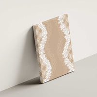 Hawaii Aloha Plumeria Lei Beige Palaka Canvas Wall Art - Polynesian Pride