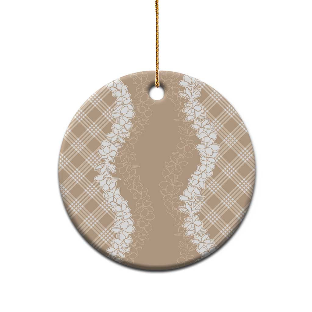 Hawaii Aloha Plumeria Lei Beige Palaka Ceramic Ornament - Polynesian Pride
