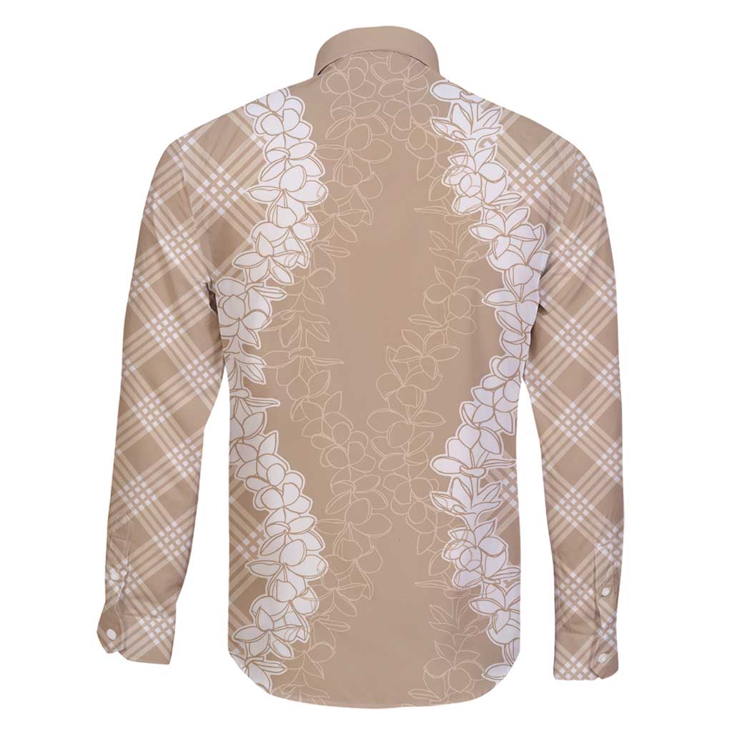 Hawaii Aloha Plumeria Lei Beige Palaka Family Matching Mermaid Dress and Hawaiian Shirt - Polynesian Pride