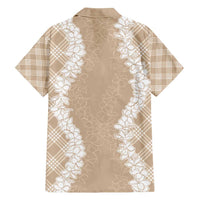 Hawaii Aloha Plumeria Lei Beige Palaka Family Matching Summer Maxi Dress and Hawaiian Shirt - Polynesian Pride