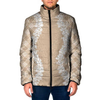 Hawaii Aloha Plumeria Lei Beige Palaka Padded Jacket - Polynesian Pride
