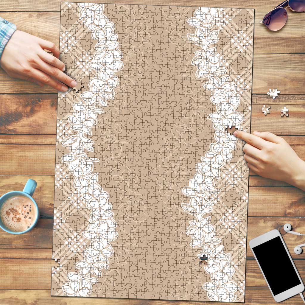 Hawaii Aloha Plumeria Lei Beige Palaka Puzzle - Polynesian Pride