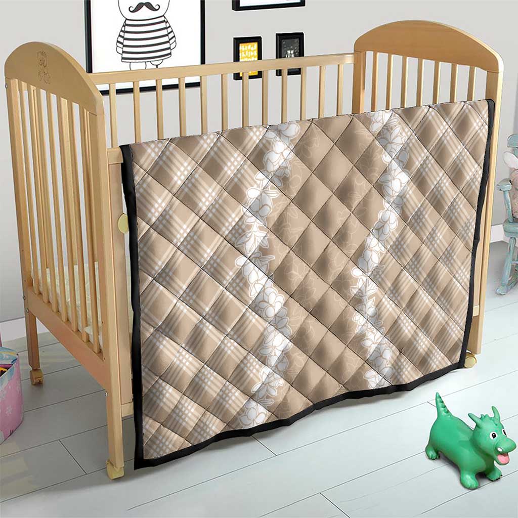 Hawaii Aloha Plumeria Lei Beige Palaka Quilt - Polynesian Pride