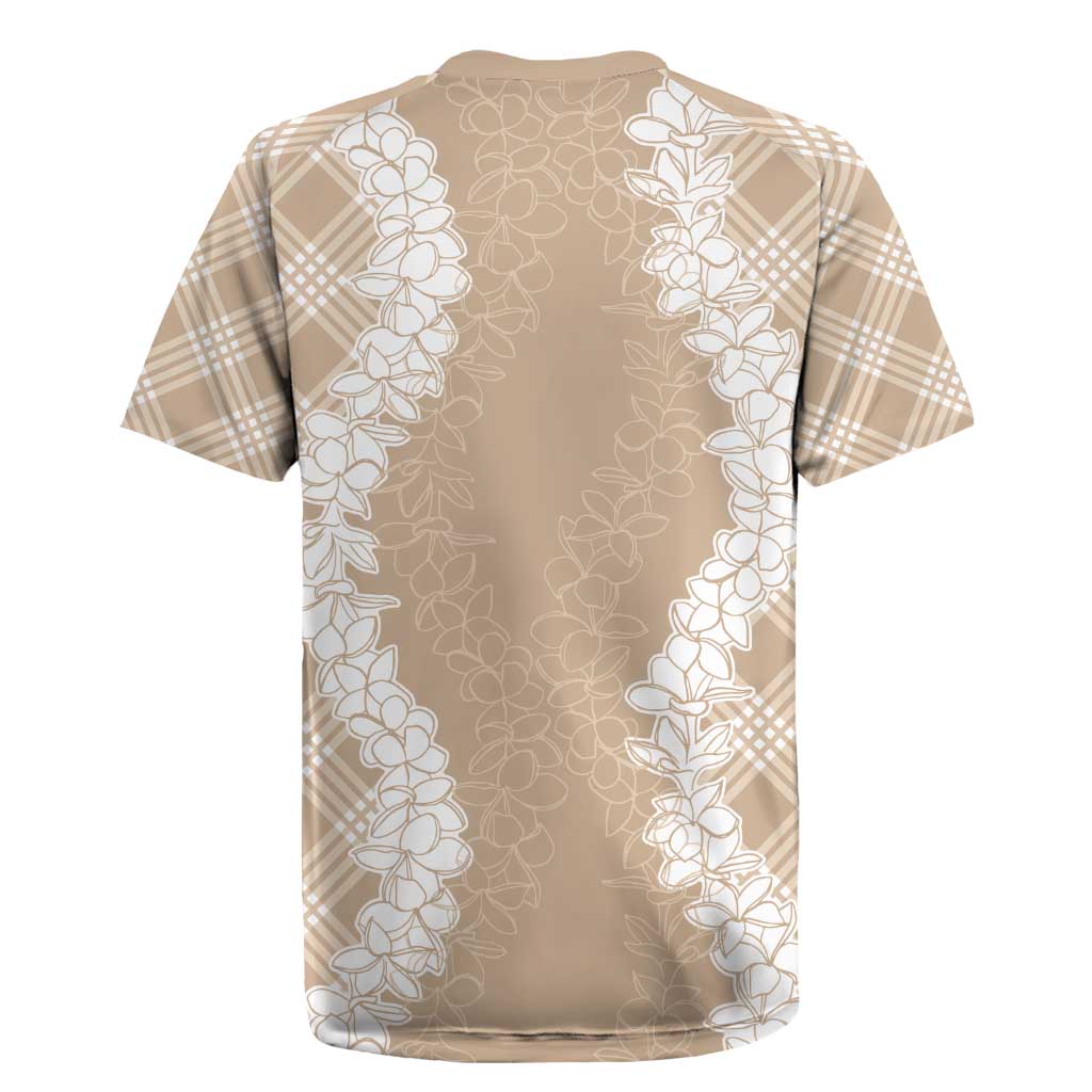 Hawaii Aloha Plumeria Lei Beige Palaka Rugby Jersey - Polynesian Pride