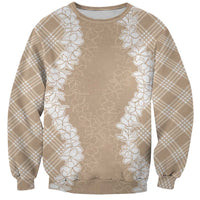 Hawaii Aloha Plumeria Lei Beige Palaka Sweatshirt LT7 Unisex Beige - Polynesian Pride
