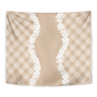Hawaii Aloha Plumeria Lei Beige Palaka Tapestry - Polynesian Pride