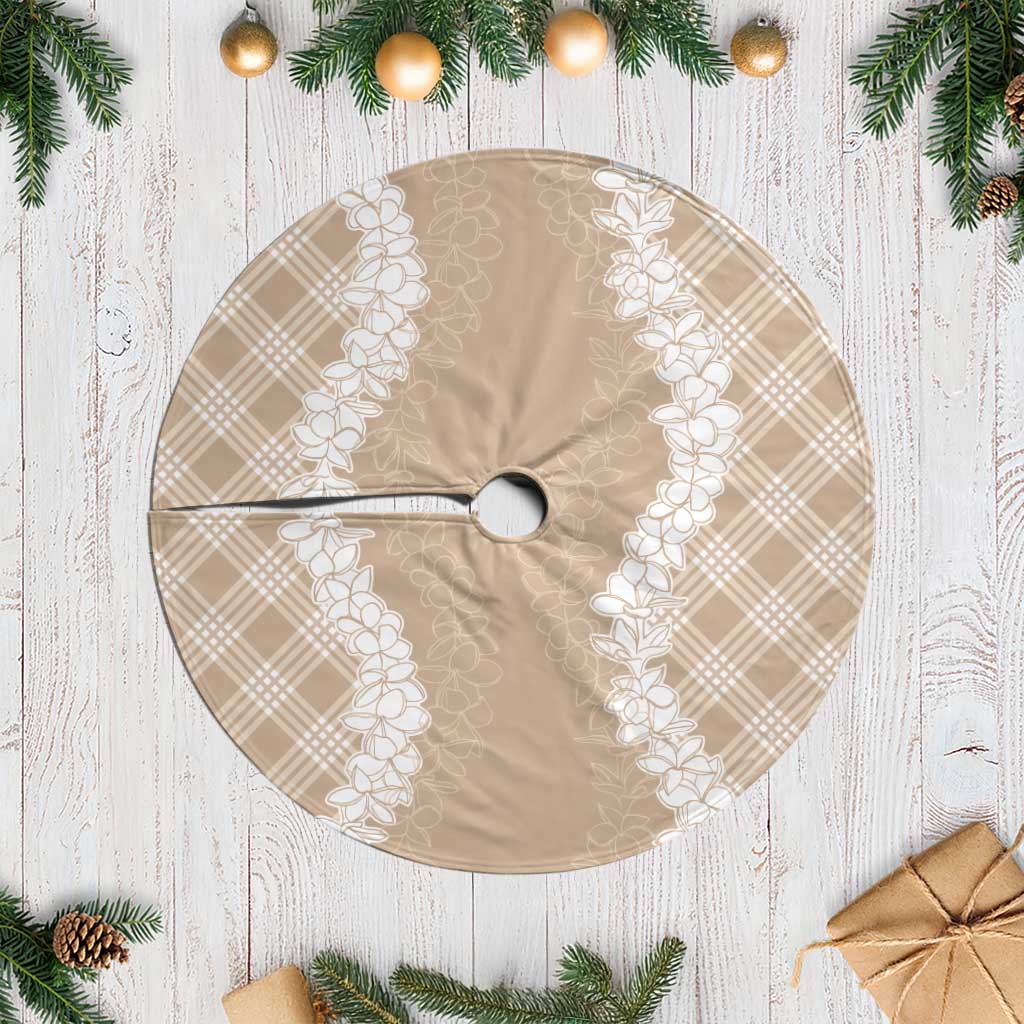 Hawaii Aloha Plumeria Lei Beige Palaka Tree Skirt LT7 Casual Beige - Polynesian Pride